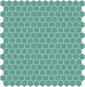 Hisbalit Skleněná mozaika zelená; tyrkysová Mozaika 222A SATINATO hexagony 2,3x2,6 (33,33x33,33) cm - HEX222ALH