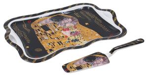 Home Elements Servírovací podnos, Klimt Polibek tmavý, porcelánový