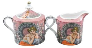 Home Elements Cukřenka a mlékovka, Mucha tmavý, porcelánová sada 2 kusů