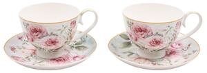 Home Elements Šálky s podšálky 2 x 250 ml, Růže, porcelánové, sada 2 kusů