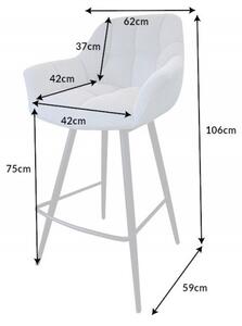 Barová židle Papillon 100cm Samet šedá otočná