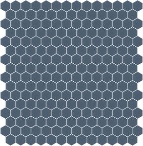 Hisbalit Obklad skleněná modrá Mozaika 318A SATINATO hexagony hexagony 2,3x2,6 (33,33x33,33) cm - HEX318ALH