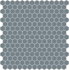 Hisbalit Obklad skleněná šedá Mozaika 317A SATINATO hexagony hexagony 2,3x2,6 (33,33x33,33) cm - HEX317ALH