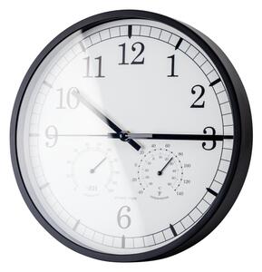 Nástěnné hodiny s teploměrem a vlhkoměrem pr. 30 cm 1xAA černá/bílá