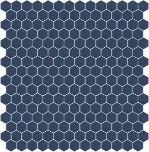 Hisbalit Obklad skleněná modrá Mozaika 319B SATINATO hexagony hexagony 2,3x2,6 (33,33x33,33) cm - HEX319BLH