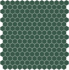 Hisbalit Obklad skleněná zelená Mozaika 220B SATINATO hexagony hexagony 2,3x2,6 (33,33x33,33) cm - HEX220BLH