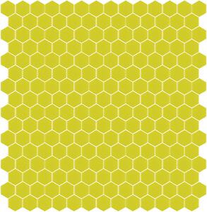 Hisbalit Obklad skleněná žlutá Mozaika 301C SATINATO hexagony hexagony 2,3x2,6 (33,33x33,33) cm - HEX301CLH