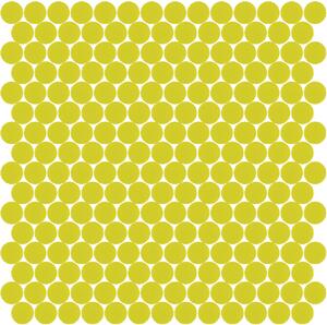 Hisbalit Obklad skleněná žlutá Mozaika 301C SATINATO kolečka kolečka prům. 2,2 (33,33x33,33) cm - KO301CLH