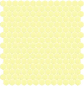 Hisbalit Obklad skleněná žlutá Mozaika 303B SATINATO hexagony hexagony 2,3x2,6 (33,33x33,33) cm - HEX303BLH