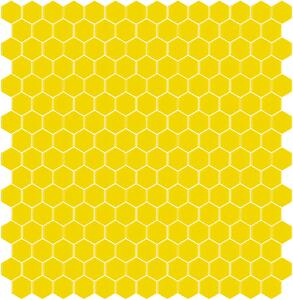 Hisbalit Obklad skleněná žlutá Mozaika 302C SATINATO hexagony hexagony 2,3x2,6 (33,33x33,33) cm - HEX302CLH