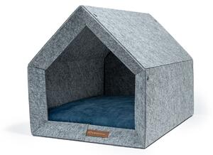 Vysoce odolná bouda PETHOME s měkkou matrací SVĚTLE ŠEDÁ do interiéru - Modrá, Rozměr: S