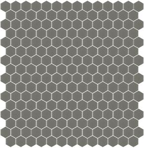 Hisbalit Obklad skleněná šedá Mozaika 106A SATINATO hexagony hexagony 2,3x2,6 (33,33x33,33) cm - HEX106ALH