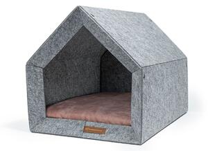 Vysoce odolná bouda PETHOME s měkkou matrací SVĚTLE ŠEDÁ do interiéru - Růžová, Rozměr: M