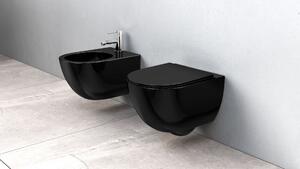 Závěsná WC mísa REA CARLO Mini Rimless Flat - černá