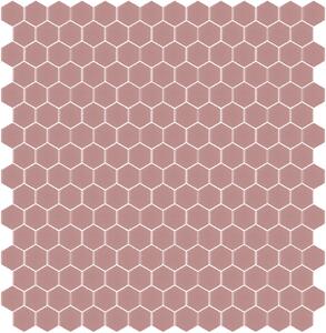 Hisbalit Obklad skleněná růžová Mozaika 166A SATINATO hexagony hexagony 2,3x2,6 (33,33x33,33) cm - HEX166ALH