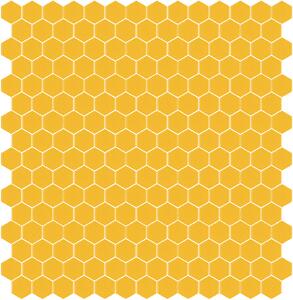 Hisbalit Obklad skleněná žlutá Mozaika 231A SATINATO hexagony hexagony 2,3x2,6 (33,33x33,33) cm - HEX231ALH