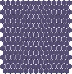 Hisbalit Obklad skleněná fialová Mozaika 308B SATINATO hexagony hexagony 2,3x2,6 (33,33x33,33) cm - HEX308BLH
