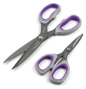 Krejčovské nůžky TEXI TITANIUM TiDUO850 2ks, s ergonomickou rukojetí, délka ostří 9cm, celková délka 21 cm + délka ostří 6,7cm, celková délka 13cm