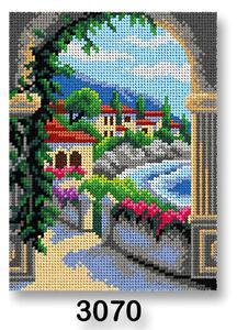 VTC Vyšívací předloha, obrázek na vyšívání 70246/3070 pohlednice z dovolené, modrá, 18x24cm