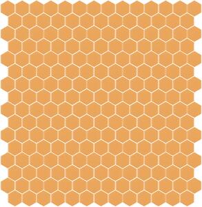 Hisbalit Obklad skleněná oranžová Mozaika 326B SATINATO hexagony hexagony 2,3x2,6 (33,33x33,33) cm - HEX326BLH