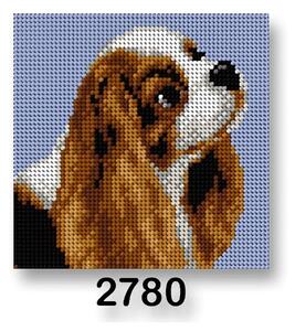 VTC Vyšívací předloha, obrázek na vyšívání 70244/2780 King Charles Spaniel, pes na modré, 15x15cm