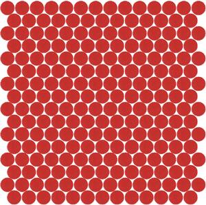 Hisbalit Skleněná mozaika červená Mozaika 176F SATINATO kolečka prům. 2,2 (33,33x33,33) cm - KOL176FLH