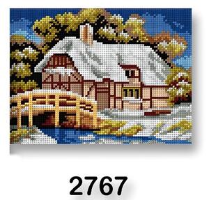 VTC Vyšívací předloha, obrázek na vyšívání 70246/2767 dům zima 2, bílá, 18x24cm