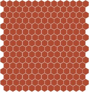 Hisbalit Obklad skleněná červená Mozaika 172E SATINATO hexagony hexagony 2,3x2,6 (33,33x33,33) cm - HEX172ELH