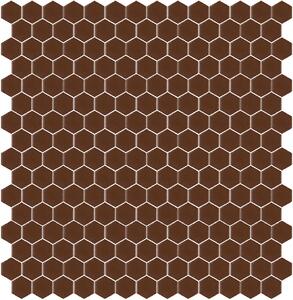 Hisbalit Skleněná mozaika hnědá Mozaika 210A SATINATO hexagony 2,3x2,6 (33,33x33,33) cm - HEX210ALH