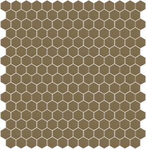 Hisbalit Obklad skleněná hnědá Mozaika 322A SATINATO hexagony hexagony 2,3x2,6 (33,33x33,33) cm - HEX322ALH
