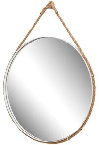 Kulaté zrcadlo na popruhu Loft 60 cm bílé