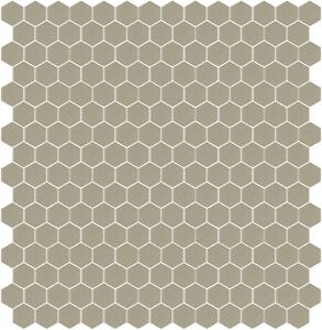 Hisbalit Obklad skleněná šedá Mozaika 327A SATINATO hexagony hexagony 2,3x2,6 (33,33x33,33) cm - HEX327ALH
