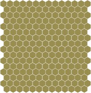 Hisbalit Obklad skleněná zelená Mozaika 337B SATINATO hexagony hexagony 2,3x2,6 (33,33x33,33) cm - HEX337BLH