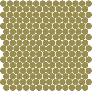 Hisbalit Skleněná mozaika zelená Mozaika 337B SATINATO kolečka prům. 2,2 (33,33x33,33) cm - KOL337BLH