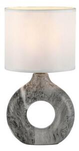 JUST LIGHT stolní lampa šedá mramorový vzhled bílé látkové stínidlo s vypínačem LD 14193-15