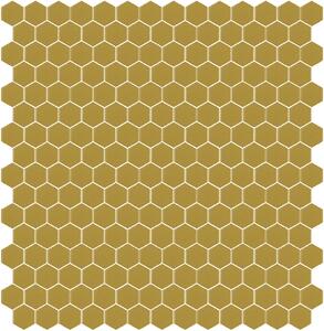 Hisbalit Obklad skleněná hnědá Mozaika 307A SATINATO hexagony hexagony 2,3x2,6 (33,33x33,33) cm - HEX307ALH