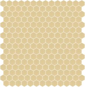 Hisbalit Obklad skleněná béžová Mozaika 173A SATINATO hexagony hexagony 2,3x2,6 (33,33x33,33) cm - HEX173ALH