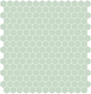 Hisbalit Obklad skleněná zelená Mozaika 311A SATINATO hexagony hexagony 2,3x2,6 (33,33x33,33) cm - HEX311ALH