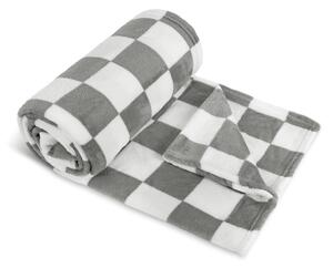 Bellatex Cestovní deka KEMPING PLUS – šedá kostka, lehká pikniková deka z mikrovlákna 150×200cm