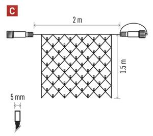 LED Venkovní vánoční řetěz 160xLED/2x1,5m IP44 studená bílá