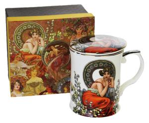 Home Elements Hrnek se sítkem a víčkem 400 ml, Mucha, porcelánový