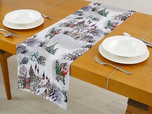Dreamy Linens Vánoční prostírání běhoun bavlněný, Zimní pohádka, 35 x 140 cm