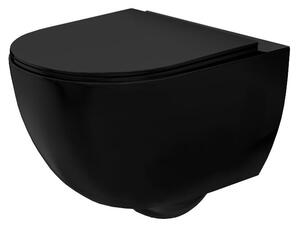 Závěsná WC mísa REA CARLO Mini Rimless Flat - matná černá