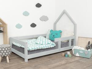 Dětská postel domeček POPPI s bočnicí - Světle šedá, Rozměr: 80x160 cm, Strana: Vpravo