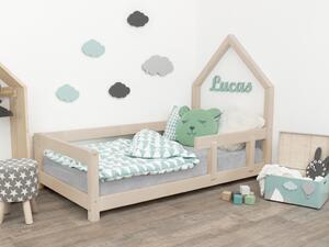 Dětská postel domeček POPPI s bočnicí - Béžová, Rozměr: 80x160 cm, Strana: Vpravo
