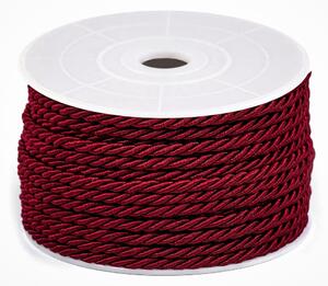 Textil Soldán Kroucená šňůra / provaz, vínová lesklá, průměr 6,5mm (šňůra na metry)