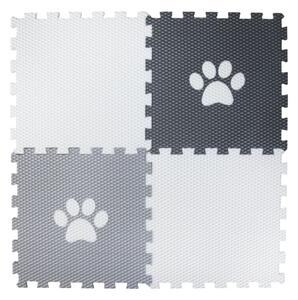 Pěnová puzzle podložka pro psy TLAPKA ze 4 podlahových dílů - Světle šedá