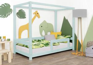 Dětská postel s nebesy a bočnicí BUNKY - Šalvějová zelená, 80x160 cm