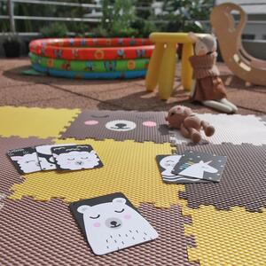 Hrací pěnové puzzle do dětského pokoje 16 dílů ŽLUTO-HNĚDÉ