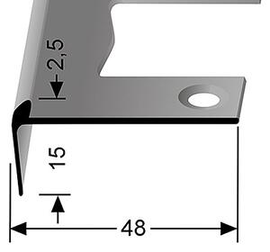 Schodový profil pro krytiny do 6 mm (pro snadné ohýbání) Stříbro F4